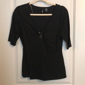 Black ripped quarter sleeve top